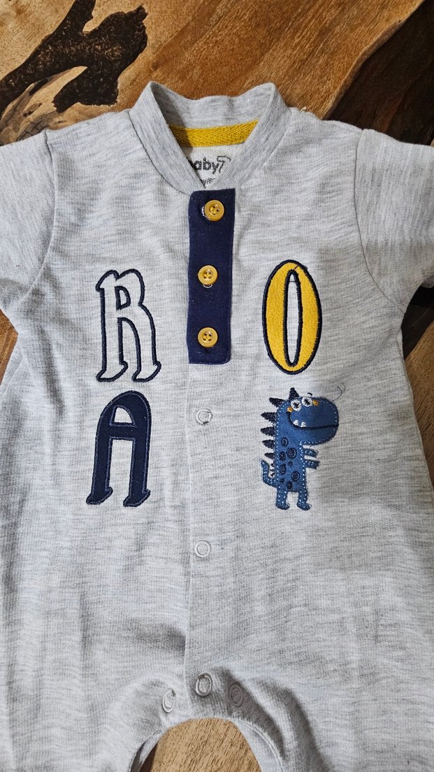 Uzun Kollu Gri Erkek Bebek Tulum - Görsel 2