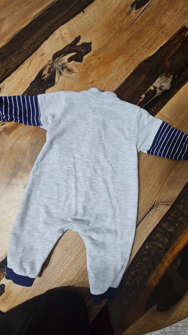 Uzun Kollu Gri Erkek Bebek Tulum - Görsel 5