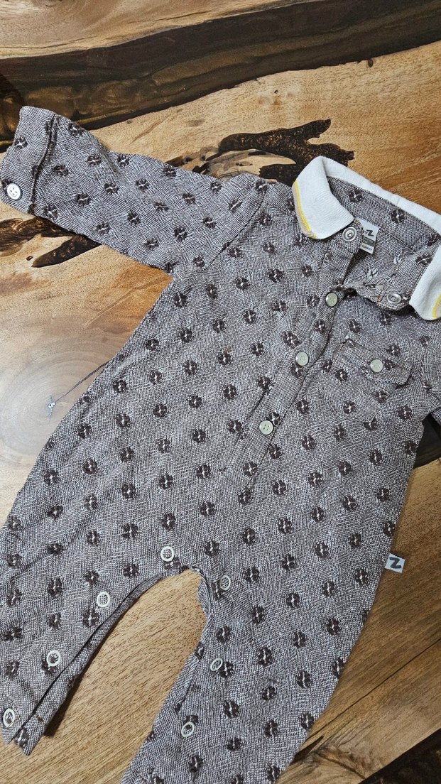 Düğmeli Uzun Kollu Erkek Bebek Tulum - Görsel 2