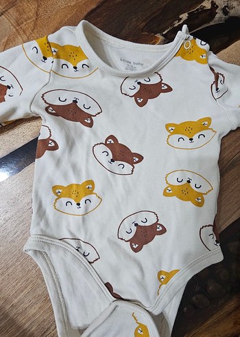 Uzun Kollu Sarı ve Beyaz Bebek Body - Görsel 5