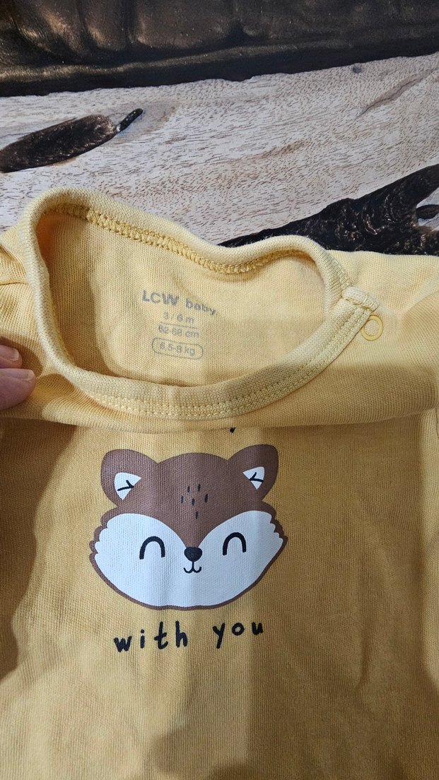 Uzun Kollu Sarı ve Beyaz Bebek Body - Görsel 3