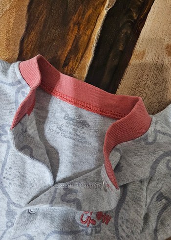 Gri Baskılı Uzun Kollu Bebek Tulumu - Görsel 4