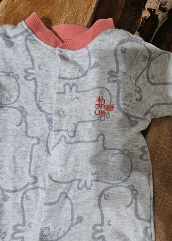 Gri Baskılı Uzun Kollu Bebek Tulumu - Görsel 2