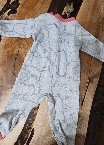 Gri Baskılı Uzun Kollu Bebek Tulumu - Görsel 5