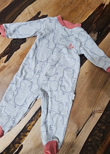 Gri Baskılı Uzun Kollu Bebek Tulumu - Görsel 3