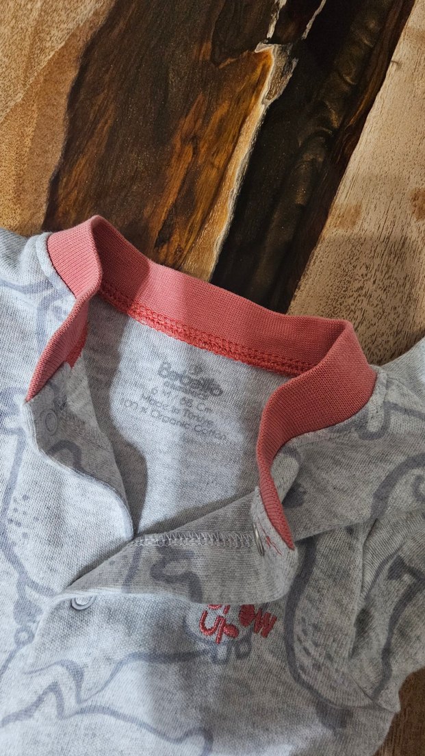 Gri Baskılı Uzun Kollu Bebek Tulumu - Görsel 4