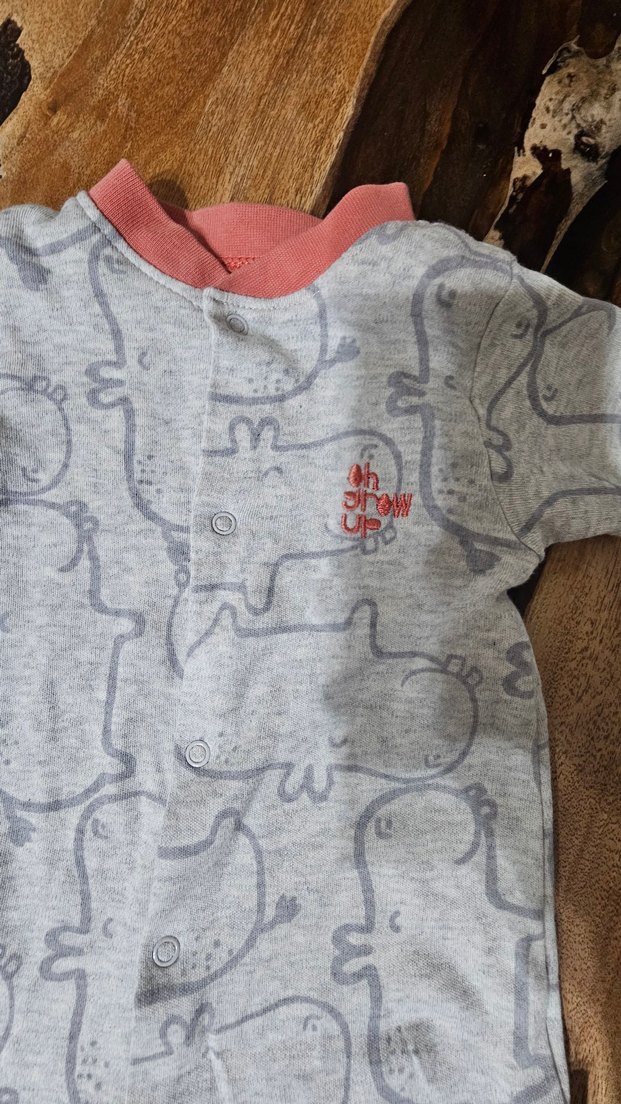 Gri Baskılı Uzun Kollu Bebek Tulumu - Görsel 2