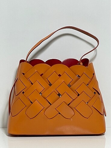 Prada PRADA VITELLO INTRECC TRESS in ORANGE