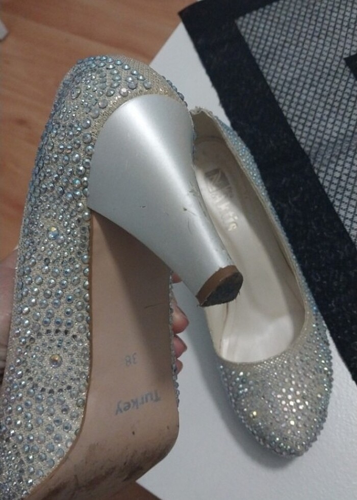 Taşlı abiye ayakkabı  - Görsel 4