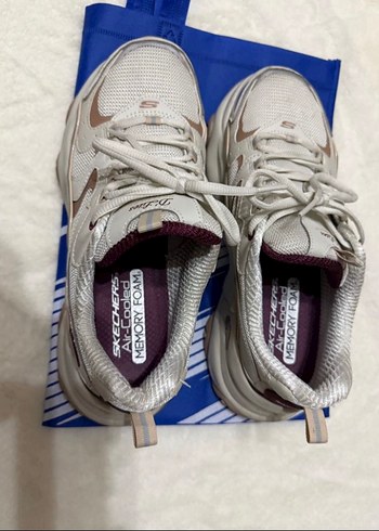 Skechers Beyaz Gri Kadın Spor Ayakkabı
