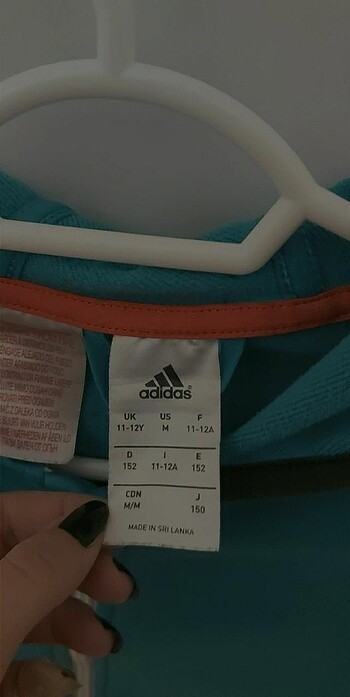 11-12 Yaş Beden turkuaz Renk adidas fermuarlı sweatshirt