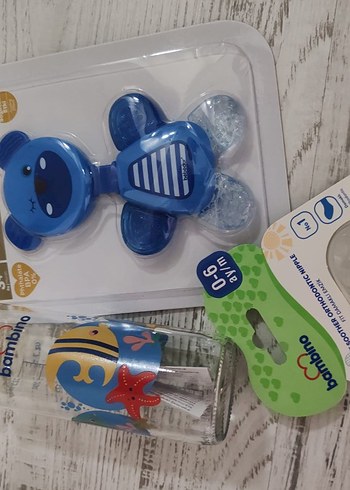 Bebek Mavi Biberon ve Diş Kaşıyıcı emzik - Görsel 5