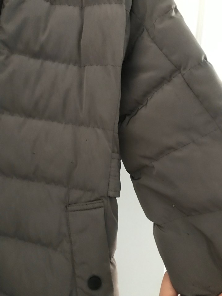 Gri Kadın Midi Kaban, Kürklü Kapüşonlu - Görsel 3