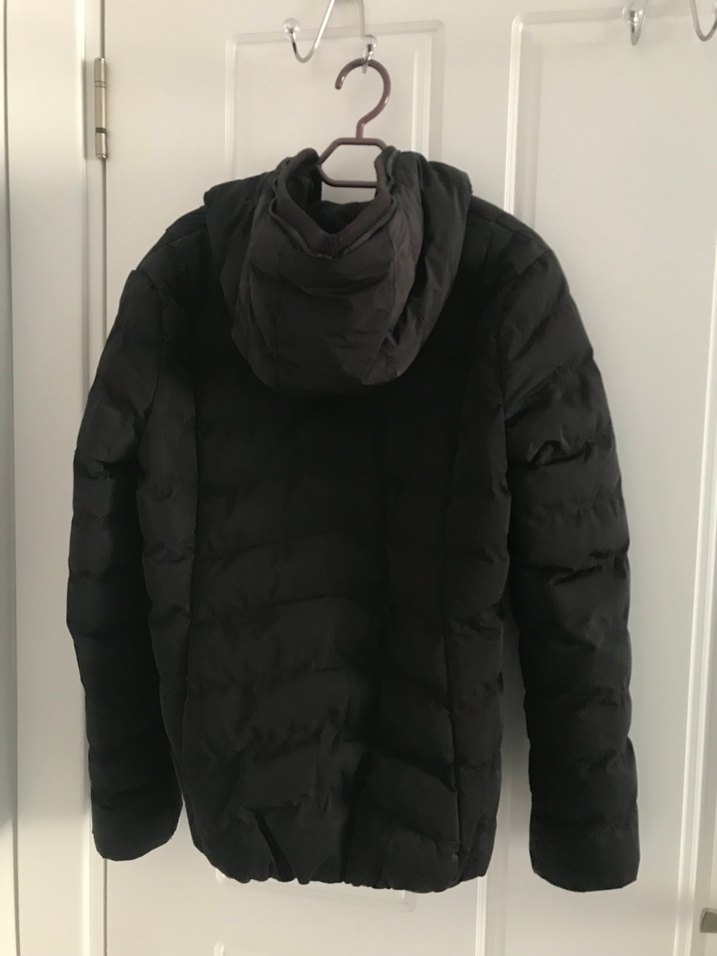 Siyah Kadın Kapüşonlu Kış Montu - Görsel 2