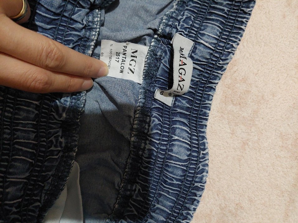Mavi Desenli Kadın Denim Pantolon - Görsel 2