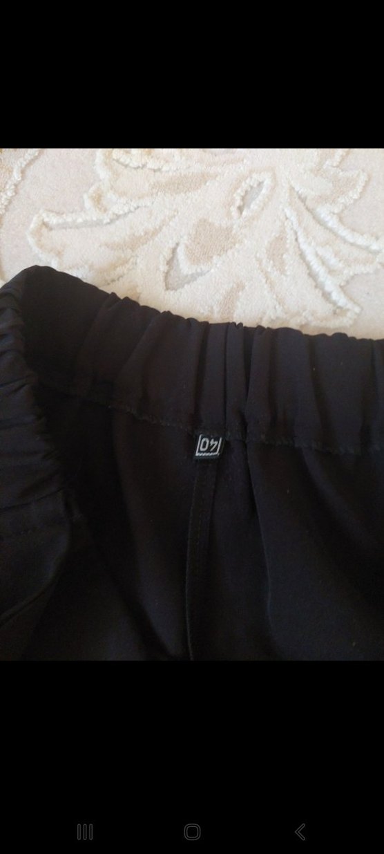 Siyah Kemerli Kadın Keten Pantolon - Görsel 2