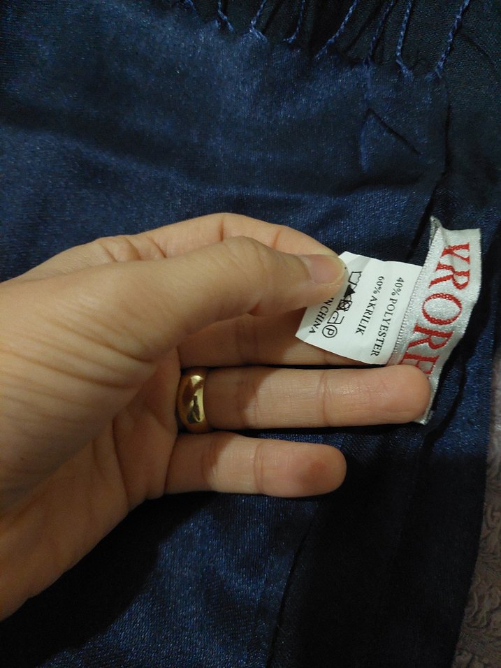 lacivert İpeksi Bohem Kadın Şal - Görsel 2