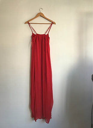 xs Beden Kırmızı askılı uzun elbise 