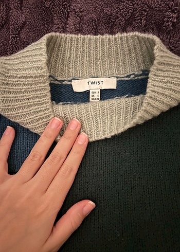 Twist Collr Block Örgü Kadın Kazak - Görsel 2