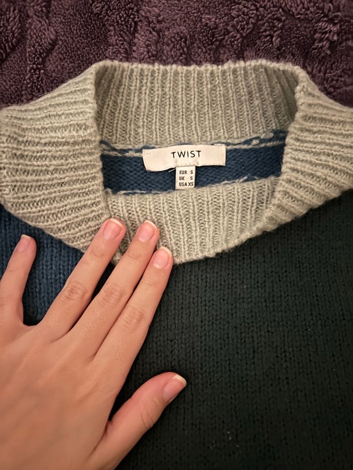 Twist Collr Block Örgü Kadın Kazak - Görsel 2