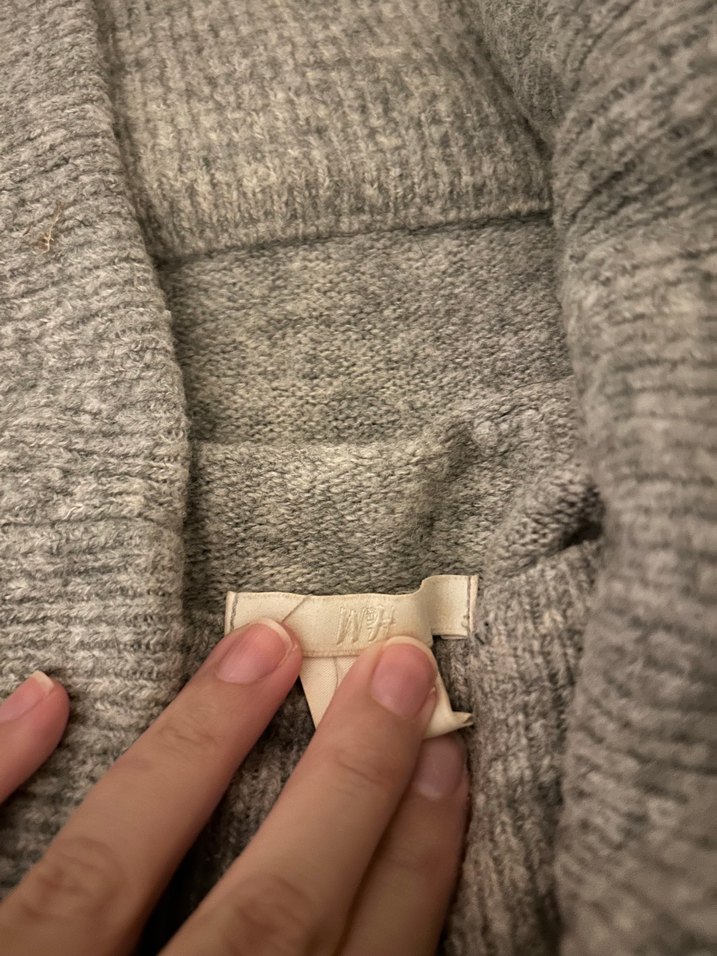 H&M Gri omuz Açık Örgü Kadın Kazak - Görsel 3