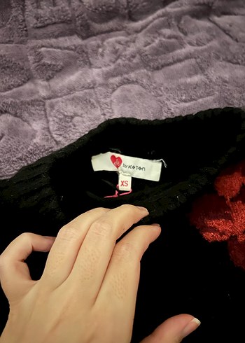 Koton Nakışlı Siyah Kadın Triko Kazak - Görsel 2