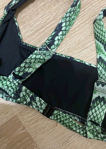 Yeşil Yılan Desenli Mini Bikini Üstü - Görsel 5
