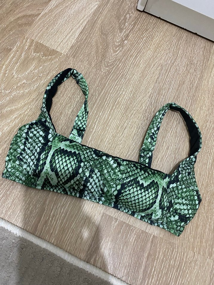 Yeşil Yılan Desenli Mini Bikini Üstü - Görsel 3