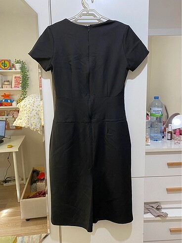 Chima Siyah Kısa Kollu Diz Boyu S Beden / 36 Beden Elbise - Görsel 5