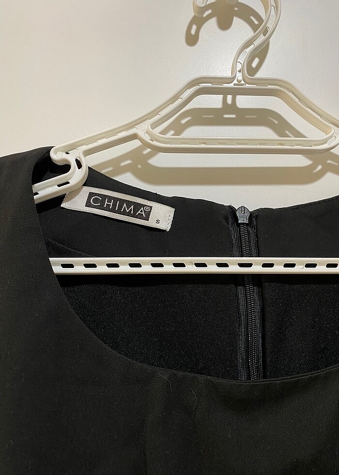 Chima Siyah Kısa Kollu Diz Boyu S Beden / 36 Beden Elbise - Görsel 4