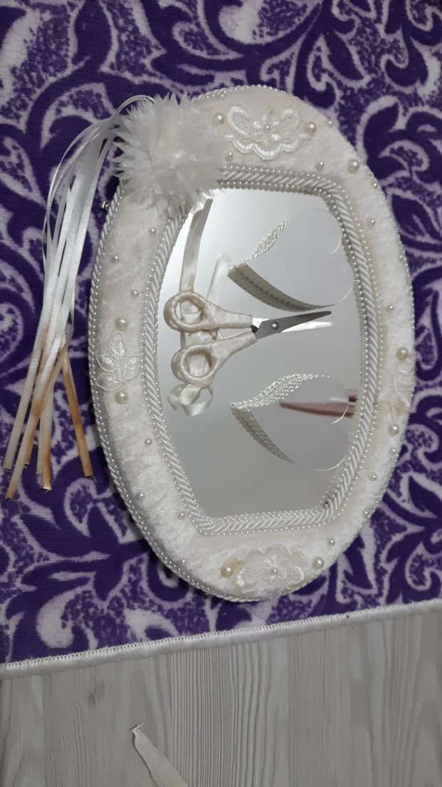 Zincir Detaylı Beyaz Vintage Düğün Aksesuarı - Görsel 2