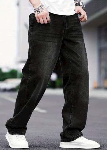 30 Beden gri Renk Bol Kesim BAGGY Jean
