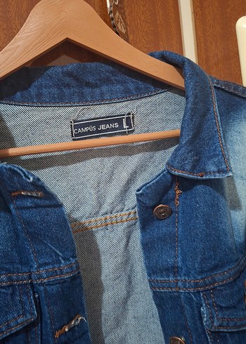 Mavi Uzun Kollu Rahat Kesim Denim Ceket - Görsel 2