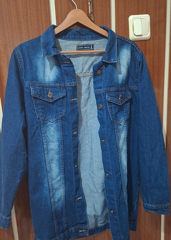 Mavi Uzun Kollu Rahat Kesim Denim Ceket - Görsel 3