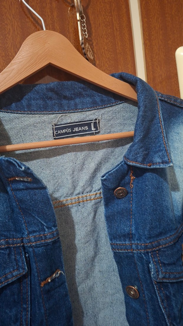 Mavi Uzun Kollu Rahat Kesim Denim Ceket - Görsel 2