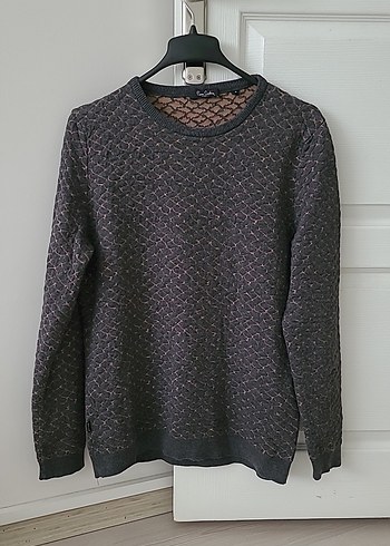 m Beden Gri, Desenli Triko Erkek Sweat