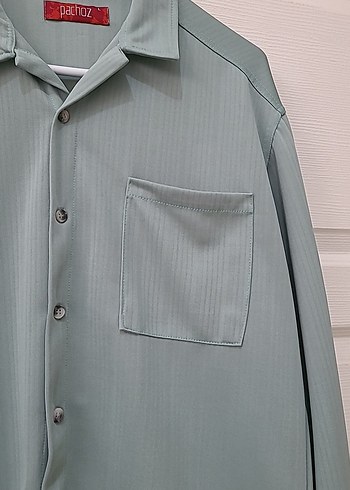 Yeşil Düğmeli Uzun Kollu Erkek Gömlek - Görsel 4