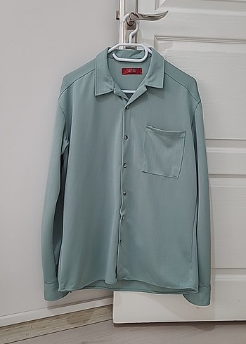 Yeşil Düğmeli Uzun Kollu Erkek Gömlek - Görsel 6