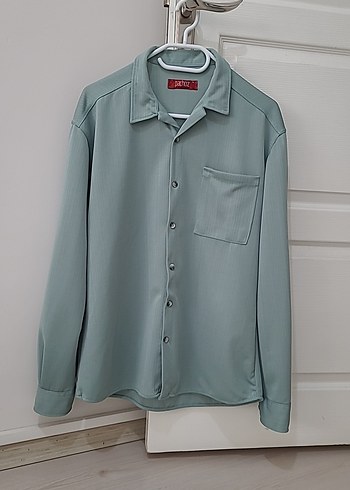 Yeşil Düğmeli Uzun Kollu Erkek Gömlek - Görsel 2