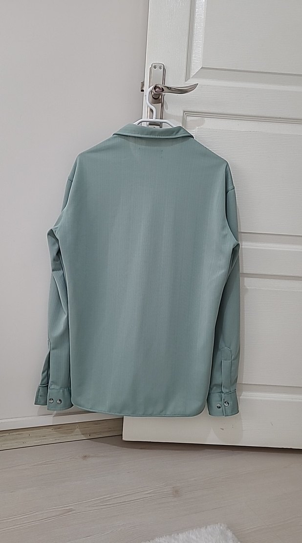 Yeşil Düğmeli Uzun Kollu Erkek Gömlek - Görsel 3