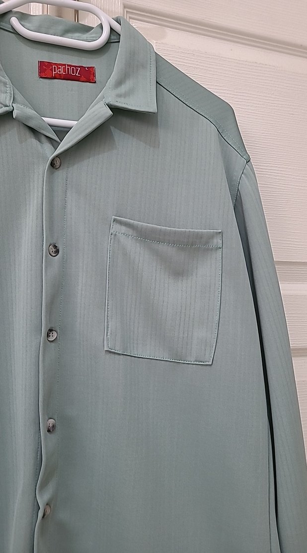 Yeşil Düğmeli Uzun Kollu Erkek Gömlek - Görsel 4