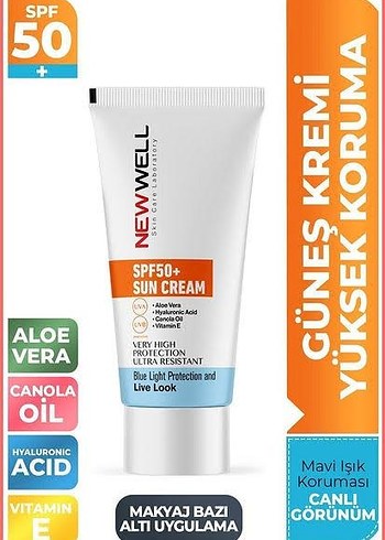 New Well SPF 50+ Aloe Vera Güneş Kremi