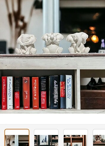 Diğer Beyaz 3lu Görmedim Duymadım Bilmiyorum fil biblo taş tozu