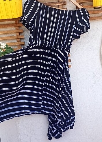 xl Beden Çizgili elbise
