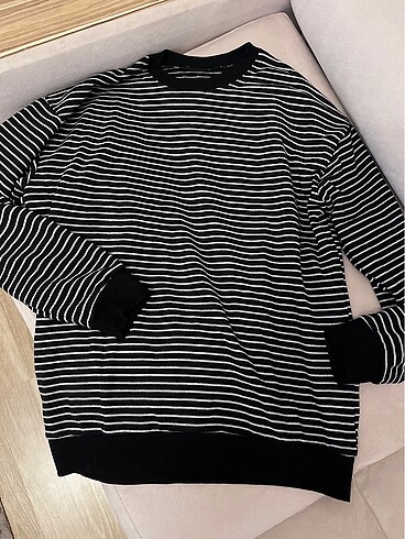 Oversized Çizgili Sweatshirt