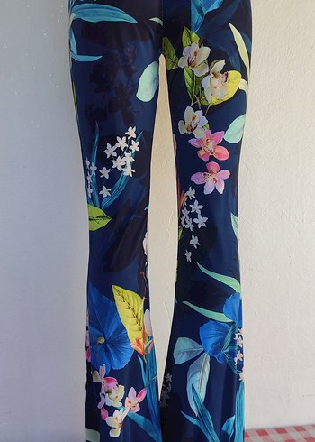 BSL FASHION Kadın Çok Renkli Çiçek Desenli Bohem Pantolon