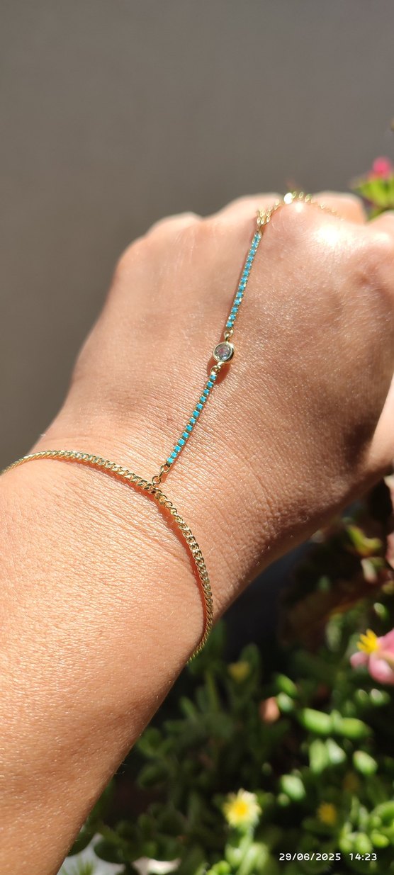 Turkuaz Zincir Detaylı şahmeran Kadın El Zinciri - Görsel 5