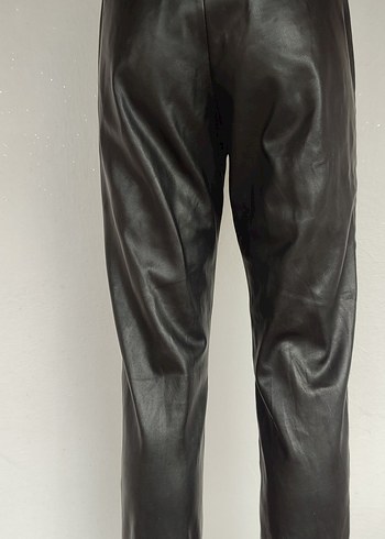 Kadın Siyah Deri Midi pant - Görsel 9