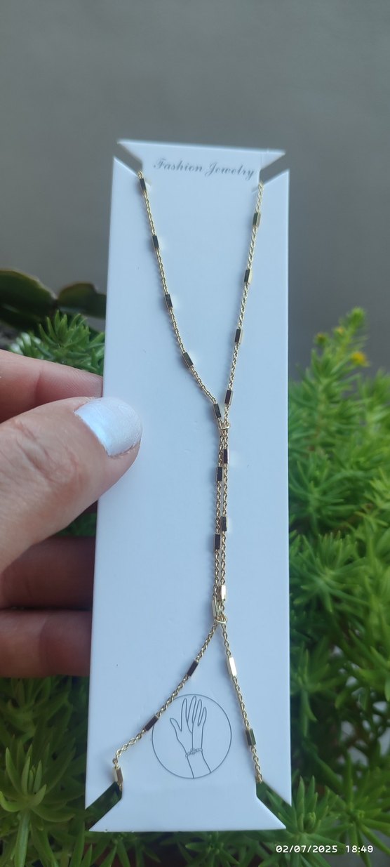 Altın Renk Zincir Detaylı Kadın El Zinciri - Görsel 5