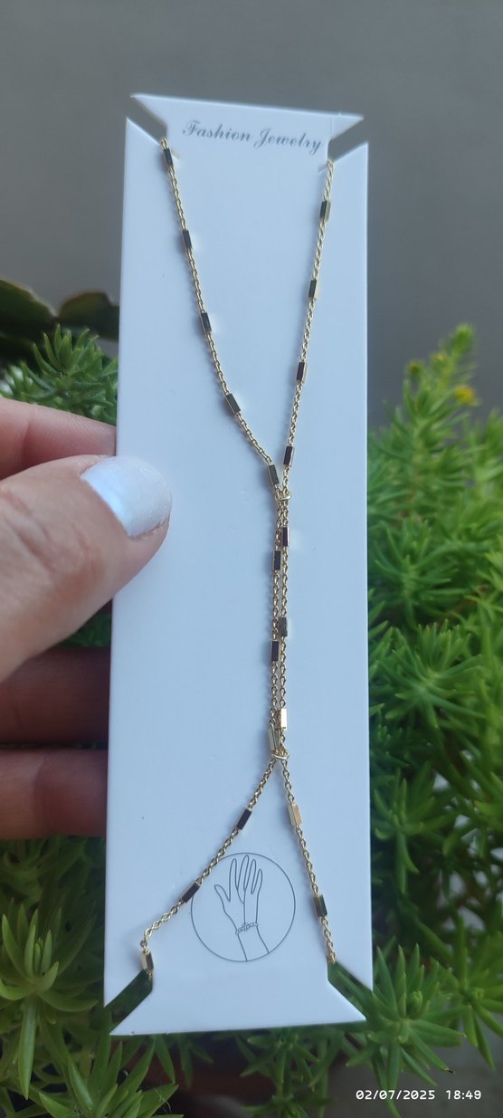 Altın Renk Zincir Detaylı Kadın El Zinciri - Görsel 3